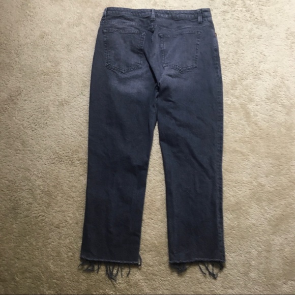 Topshop Straight Jeans Moto High Rise Raw Hem Gray - Picture 6 of 9